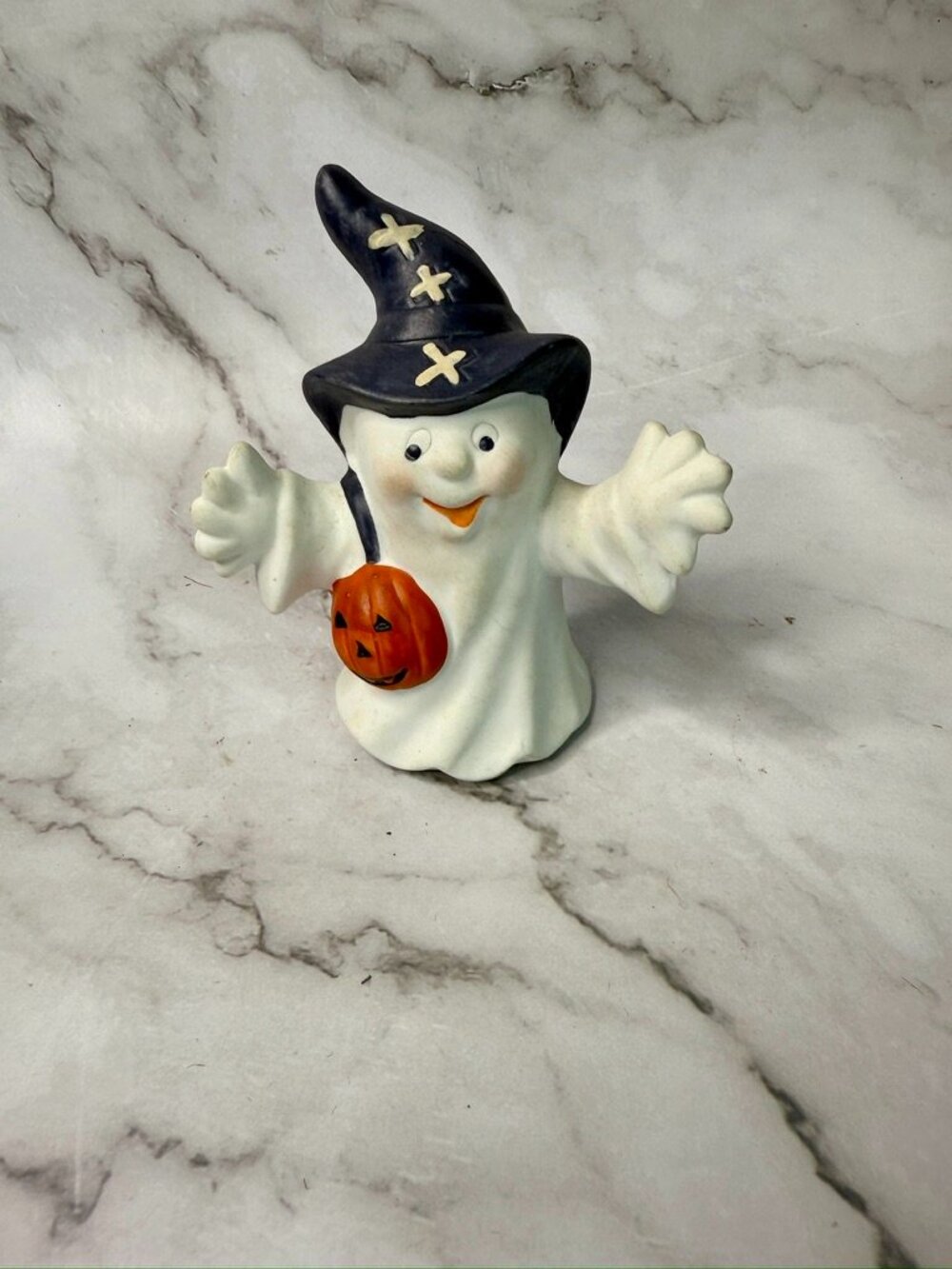 Vintage Ceramic Ghost with Witch Hat